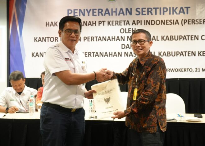 (Foto) KAI Daop 5 Purwokerto Terima 58 Sertifikat Tanah dari BPN